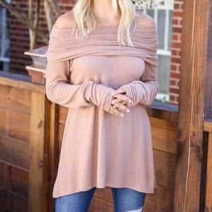 Taupe Fleece Knit Top
